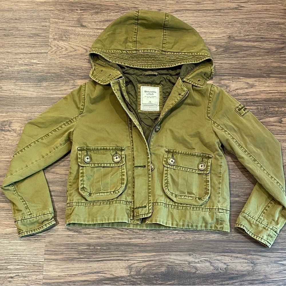 Abercrombie & Fitch Utility Outerwear Jacket Olive Green